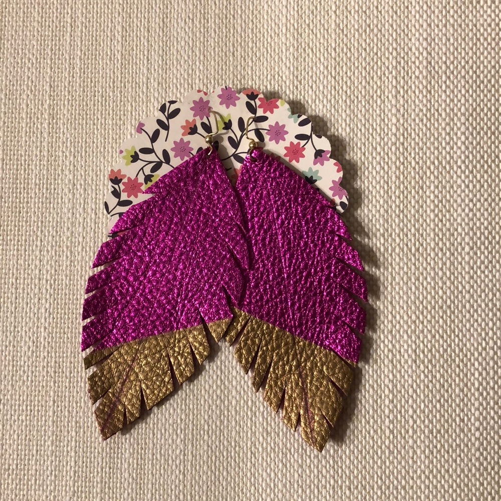 Leather Feather Earrings